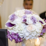 purple and white bridal bouquet